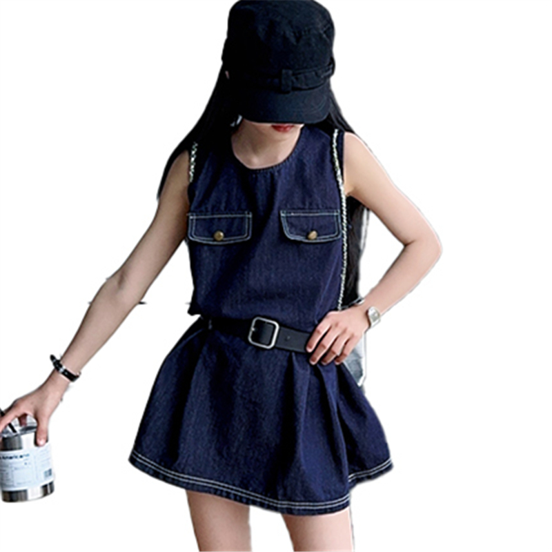Vintage Fashion Outfit - Şık Çocuklar Moda Denim Bodysuit Elbise