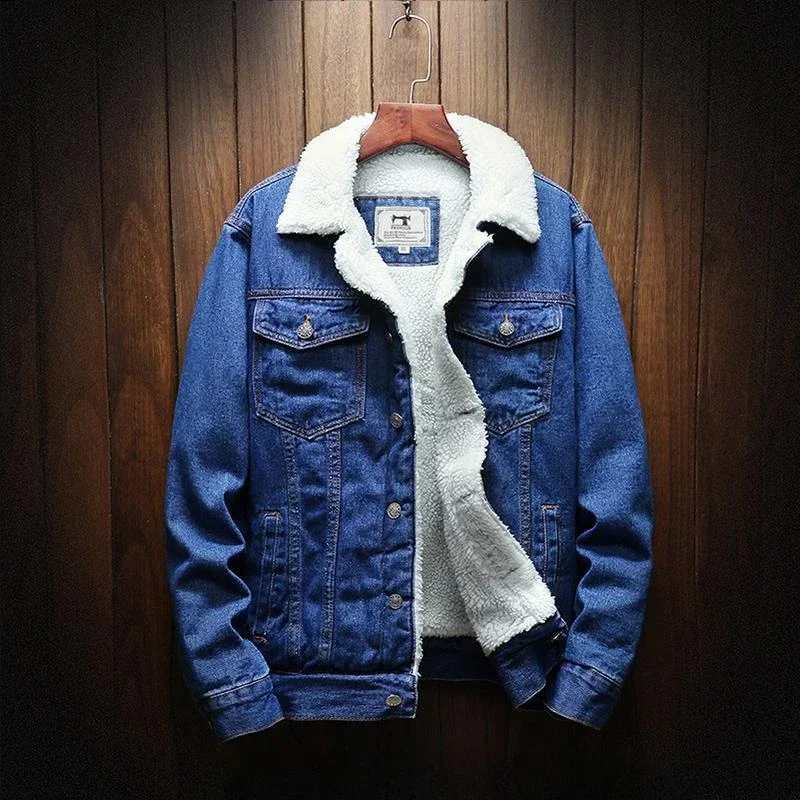 Patchwork Jean Jacket - Denim Ceketler Erkekler için Koyun Kot