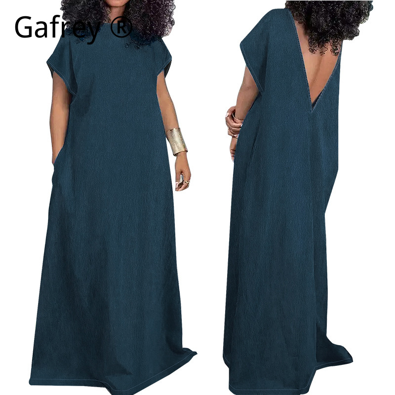 Vintage Fashion Outfit - XXXXL Artı Boyutu Kadın Denim Maxi