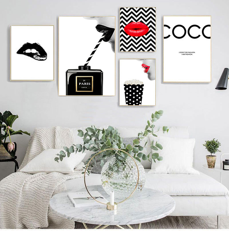 Vintage Fashion Prints For Wall - Posterler Baskılar Vintage Tuval Boyama Siyah
