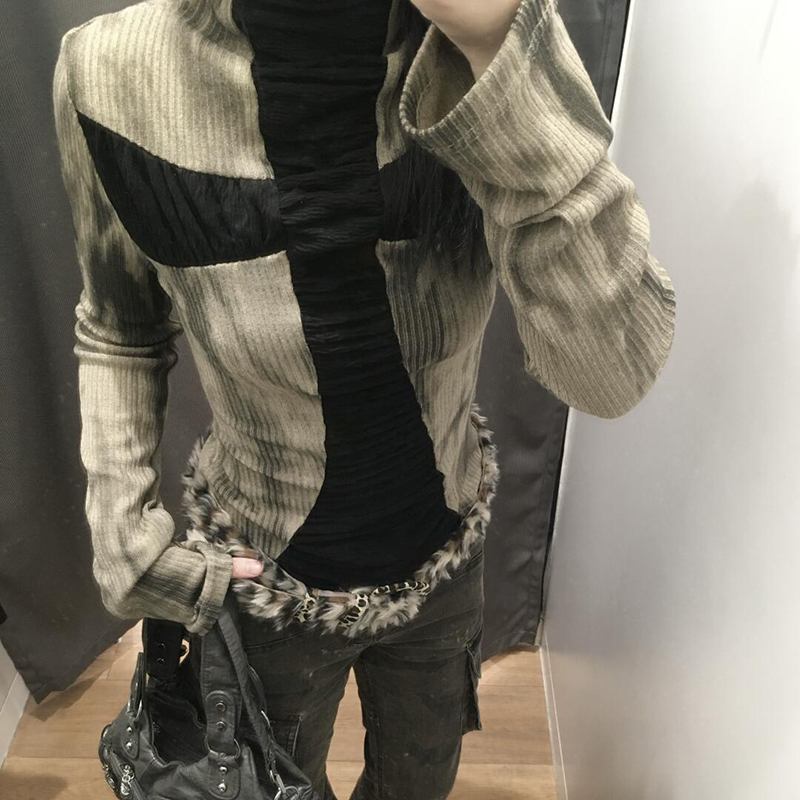 Turtleneck Knit 90S - Goth Cross Subculture ince üstler tatlım