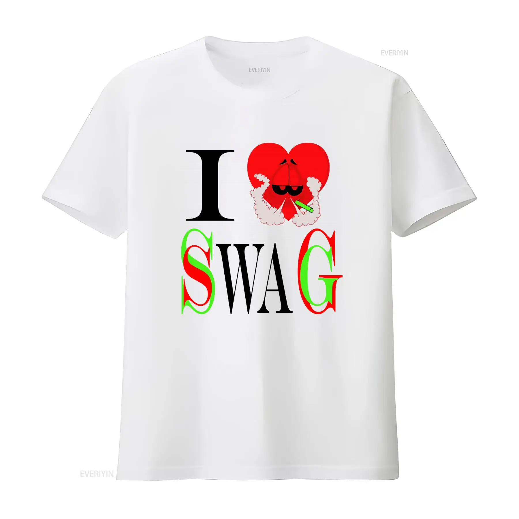 Vintage Fashion Style Men - I Swag Kalp Baskılı Tişört Retro