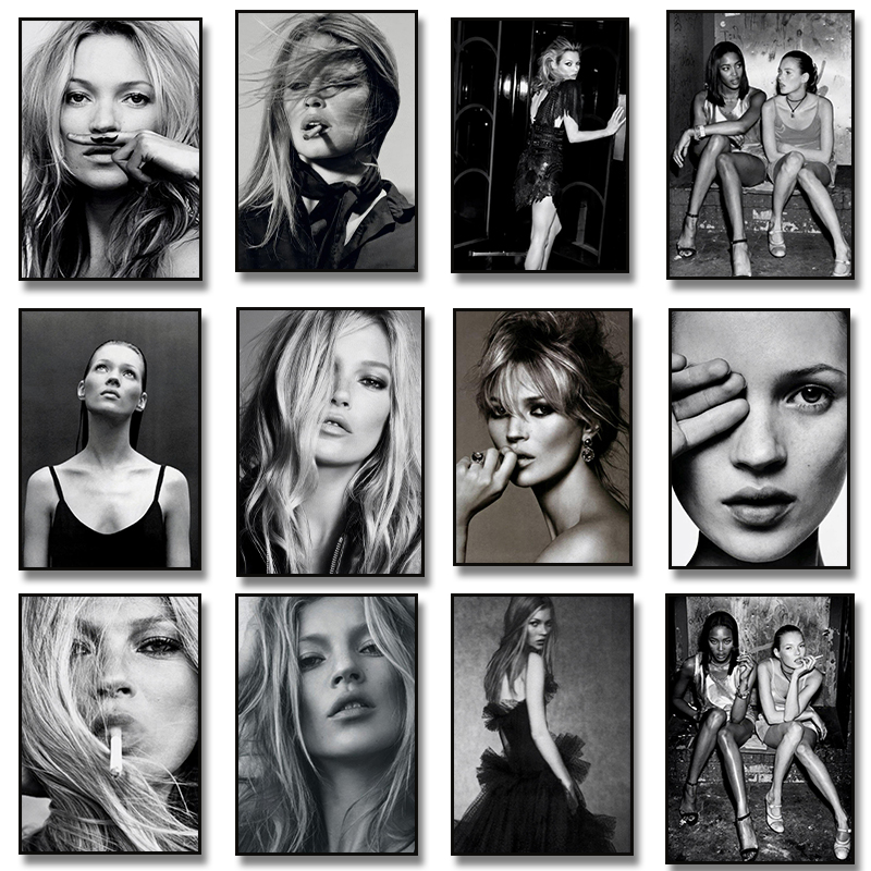 Vintage Fashion Illustration - Vintage Retro Fotoğraf Kate Moss Sigara