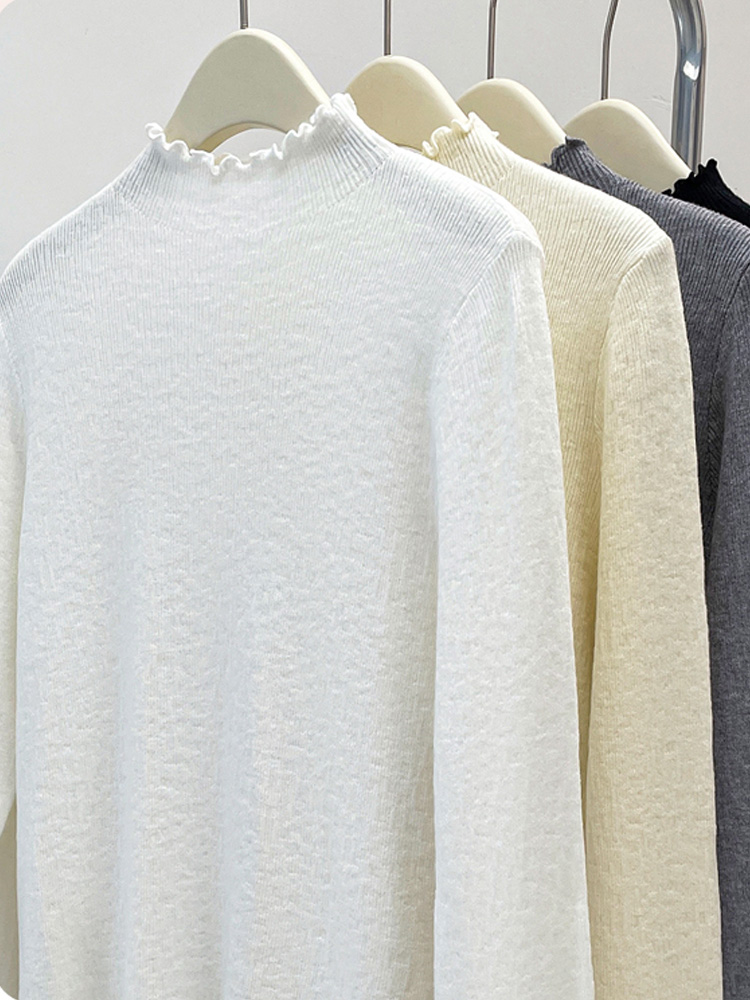Turtleneck Knit 90S - 2024 sonbahar yeni renkli dikiş balıkçı