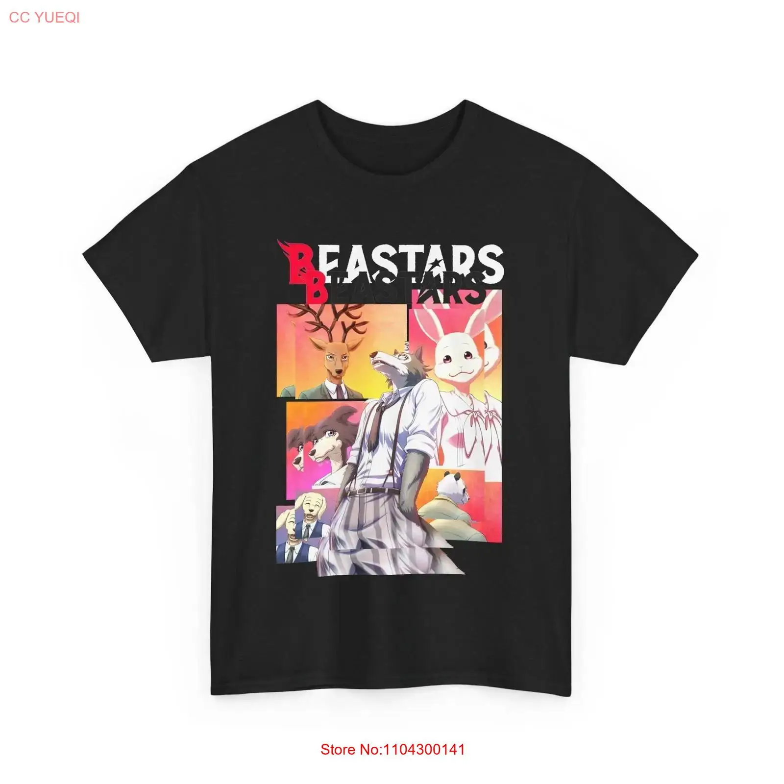 Vintage Fashion Knitwear - Anime Beastars Legoshi Siyah Tişört vintage