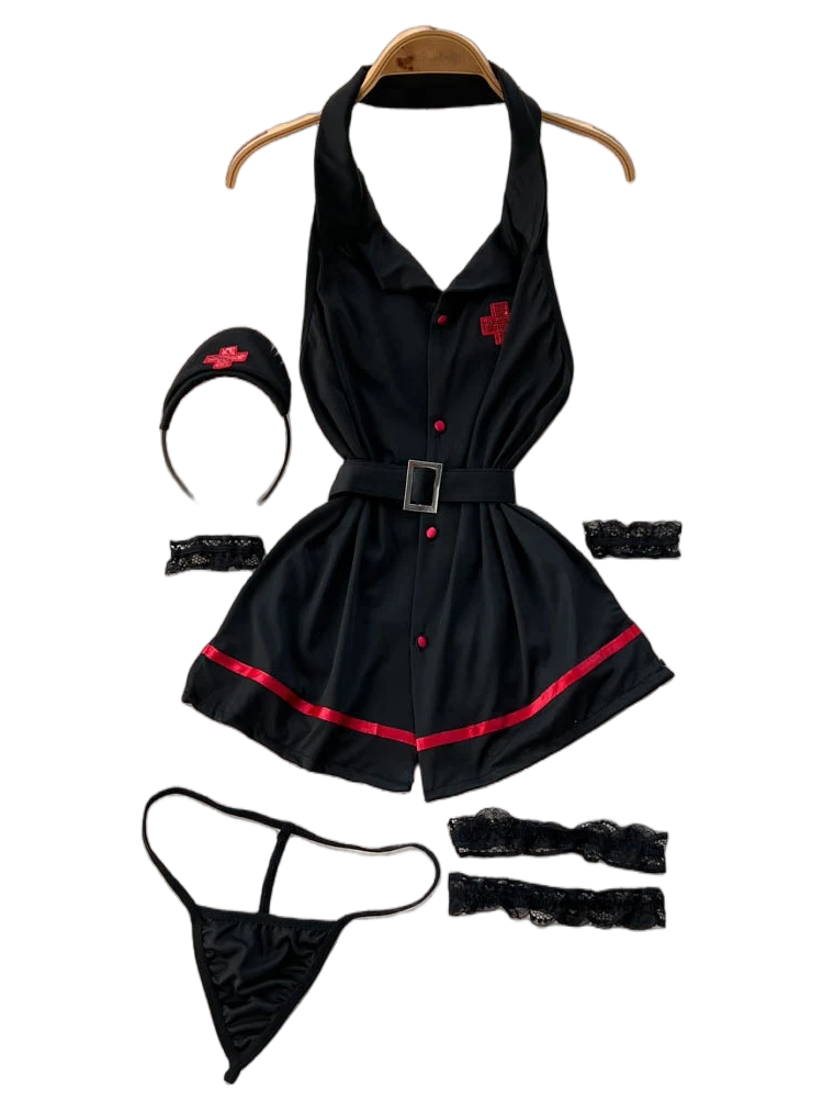 Vintage Women Fashion - Erotik Moda Seksi Halter Lingerie Elbise
