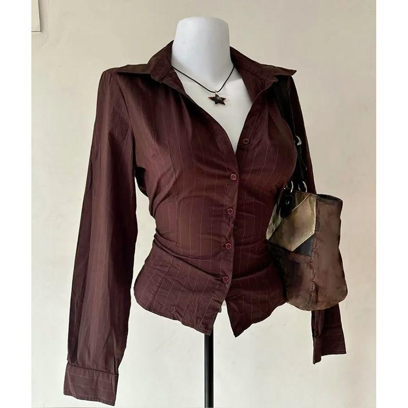 Vintage Fashion Korea - 2025 Yaz Yeni Retro Klasik Gömlek