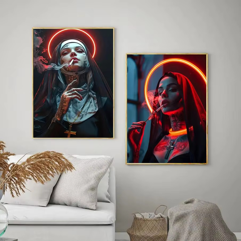 Moda Kız Dövme Rahibe Kanvas p - Vintage Fashion Illustration incelemesi ve fiyatı