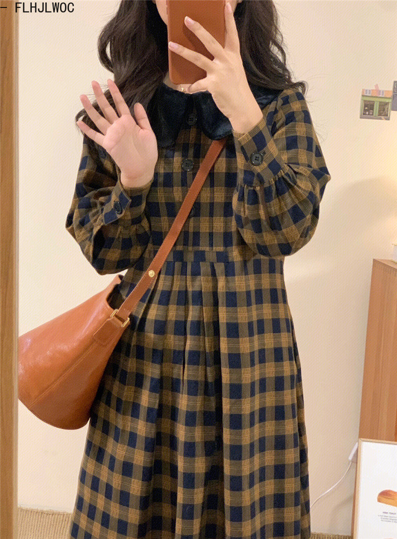 Kahve ekose elbiseler 2023 tem - Vintage Fashion Korea incelemesi ve fiyatı