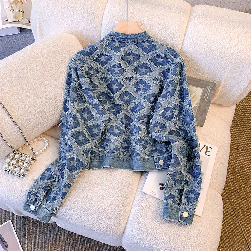 Kadın Kot Montlar Yuvarlak Yak - Patchwork Jean Jacket incelemesi ve fiyatı