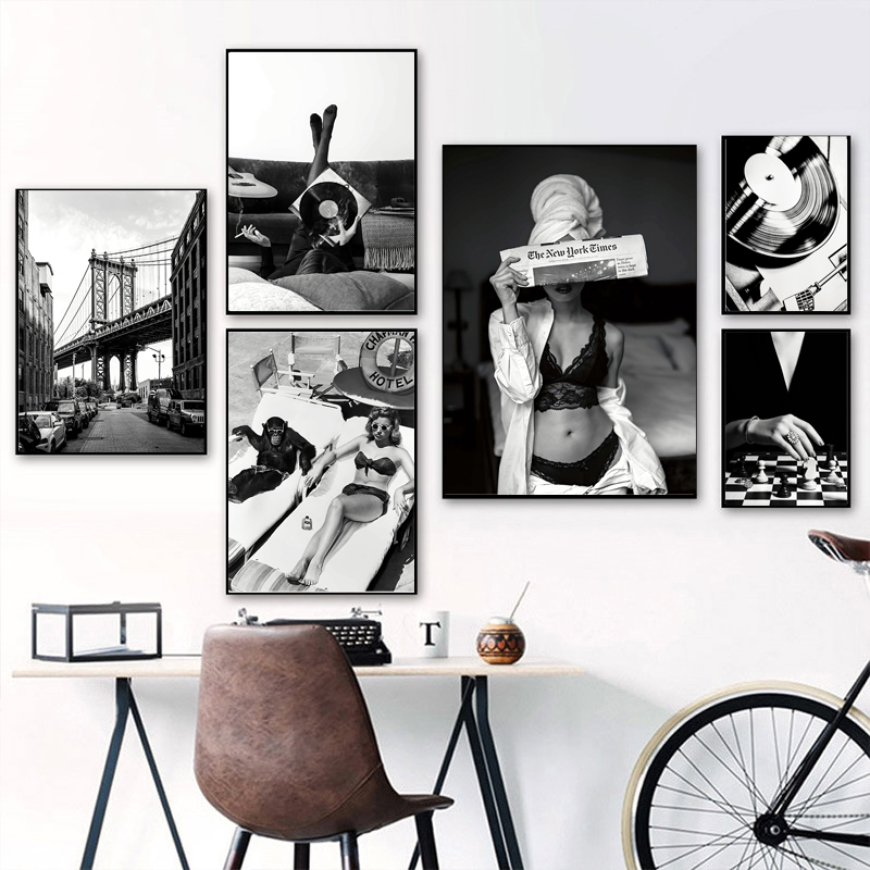 Siyah ve Beyaz Vintage duvar s - Vintage Fashion Prints For Wall incelemesi ve fiyatı