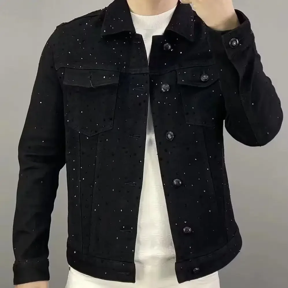 Erkekler için Kot Ceket Düğme  - Patchwork Jean Jacket incelemesi ve fiyatı
