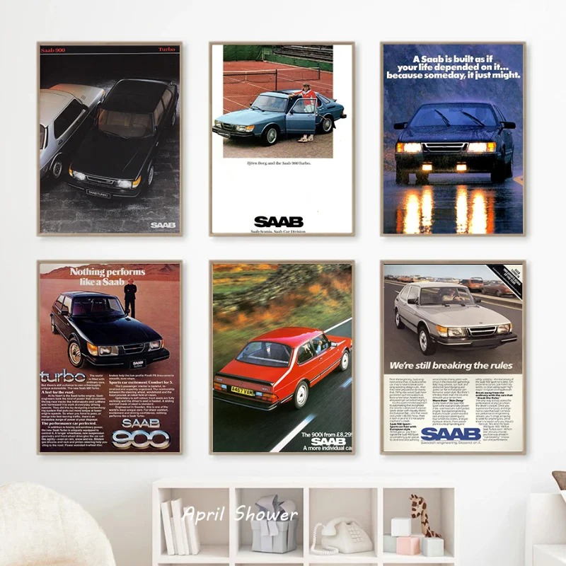 Klasik Vintage Saab 900 Turbo  - Vintage Fashion Prints For Wall incelemesi ve fiyatı