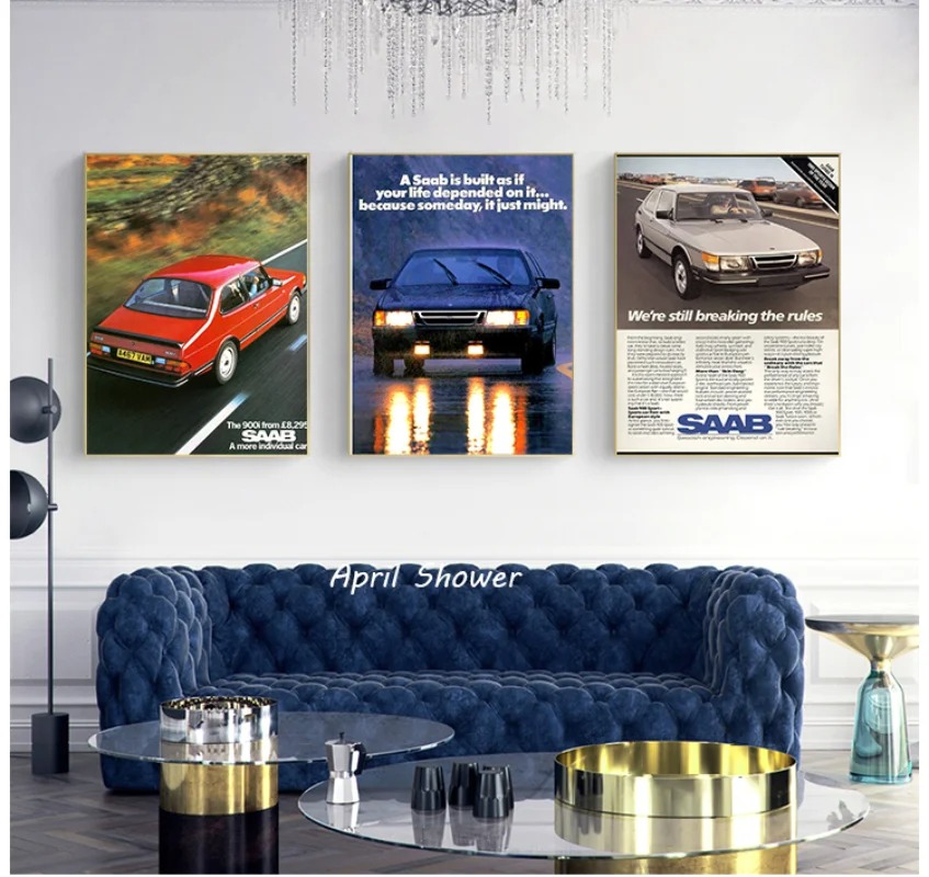 Klasik Vintage Saab 900 Turbo  - Vintage Fashion Prints For Wall incelemesi ve fiyatı
