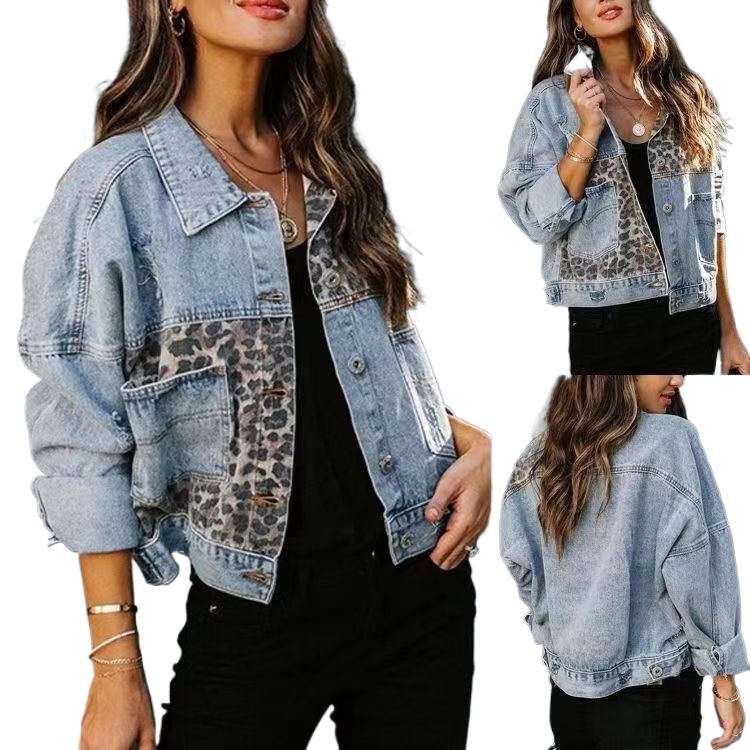 2026 Kadın Sokak Giyimi Leopar - Patchwork Jean Jacket incelemesi ve fiyatı
