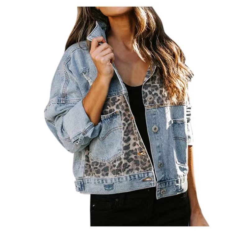 2026 Kadın Sokak Giyimi Leopar - Patchwork Jean Jacket incelemesi ve fiyatı