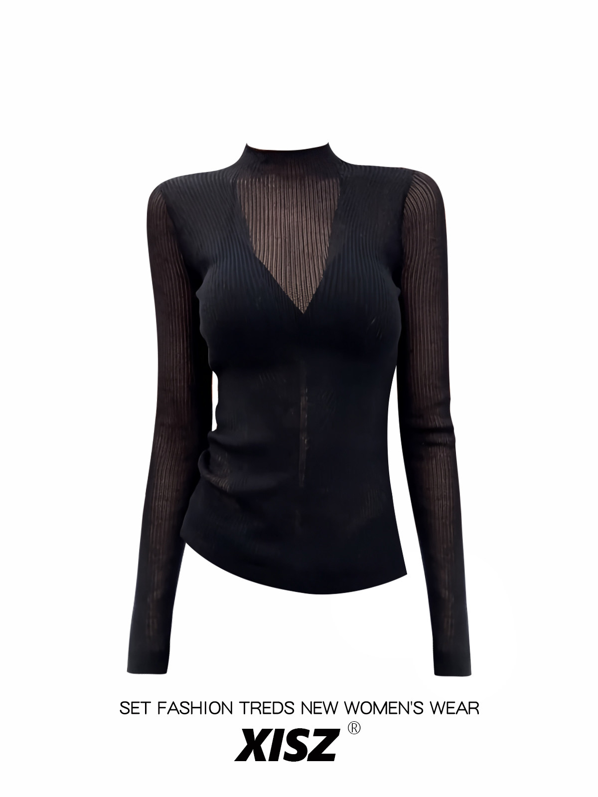 Kadın Siyah GotikT-shirt Haraj - Turtleneck Knit 90S incelemesi ve fiyatı