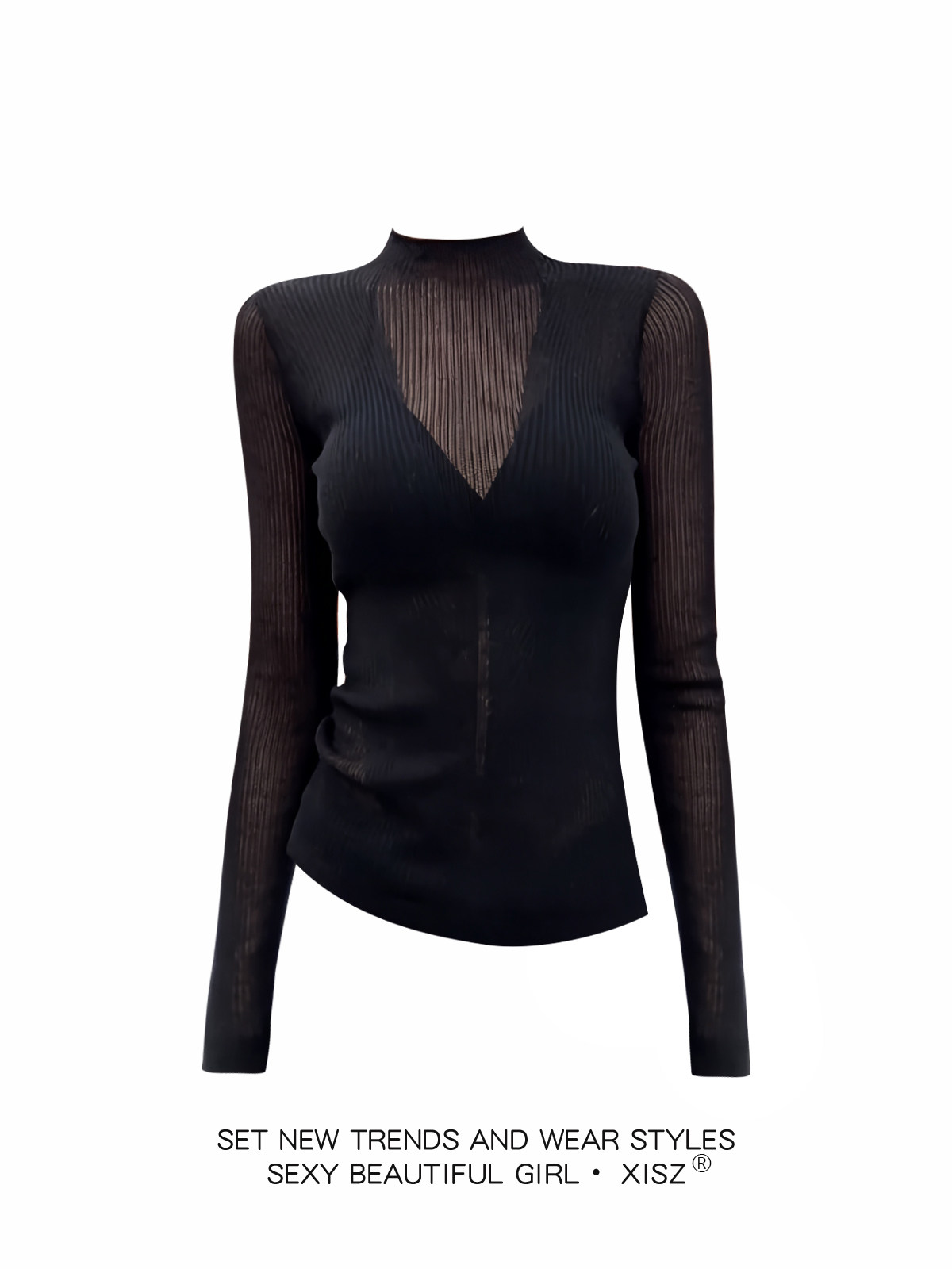 Kadın Siyah GotikT-shirt Haraj - Turtleneck Knit 90S incelemesi ve fiyatı