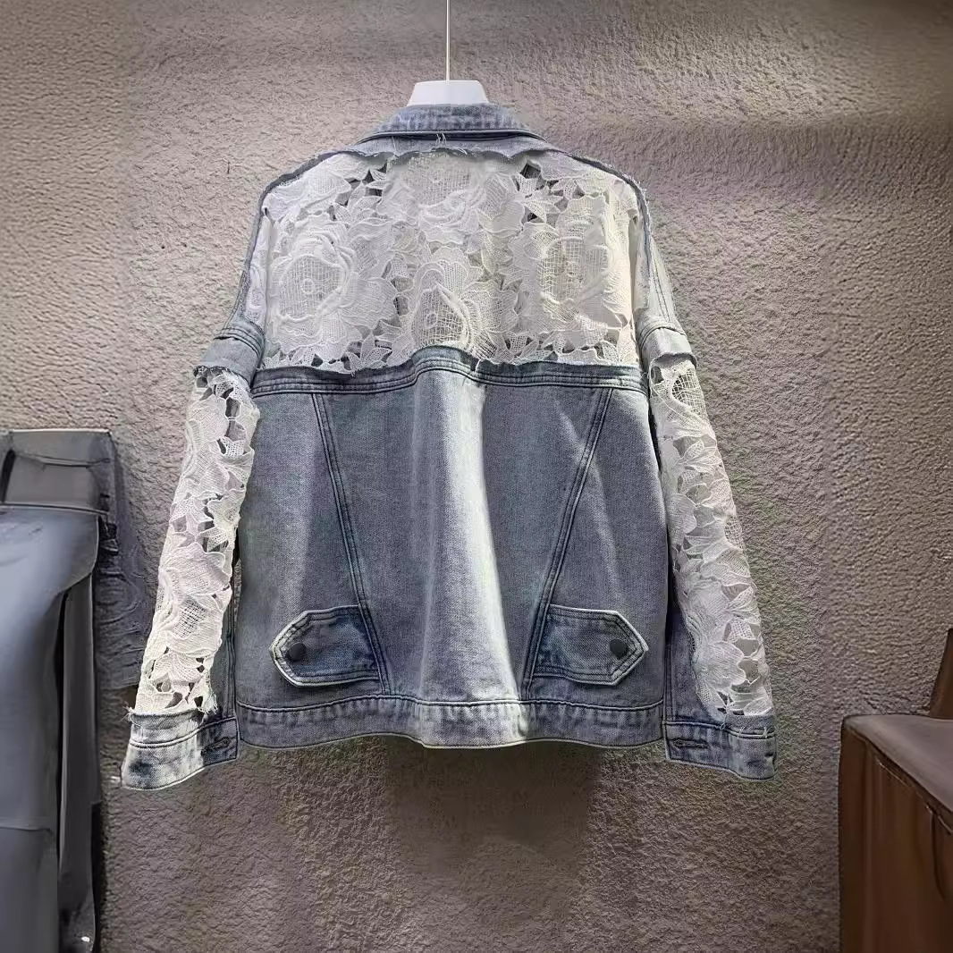 Eklenmiş nakış ceket kadınlar  - Patchwork Jean Jacket incelemesi ve fiyatı